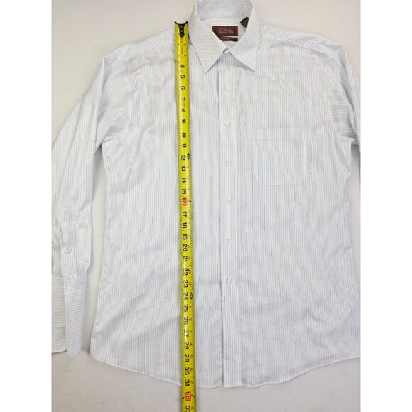 Tasso Elba Spa Iron Free Size 15.5 32-33 Medium Men Blue White Black French Cuff - Picture 9 of 10